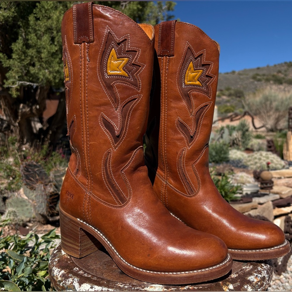 FRYE Campus Sabrina Floral Inlay Boots Vintage - Picture 7 of 16